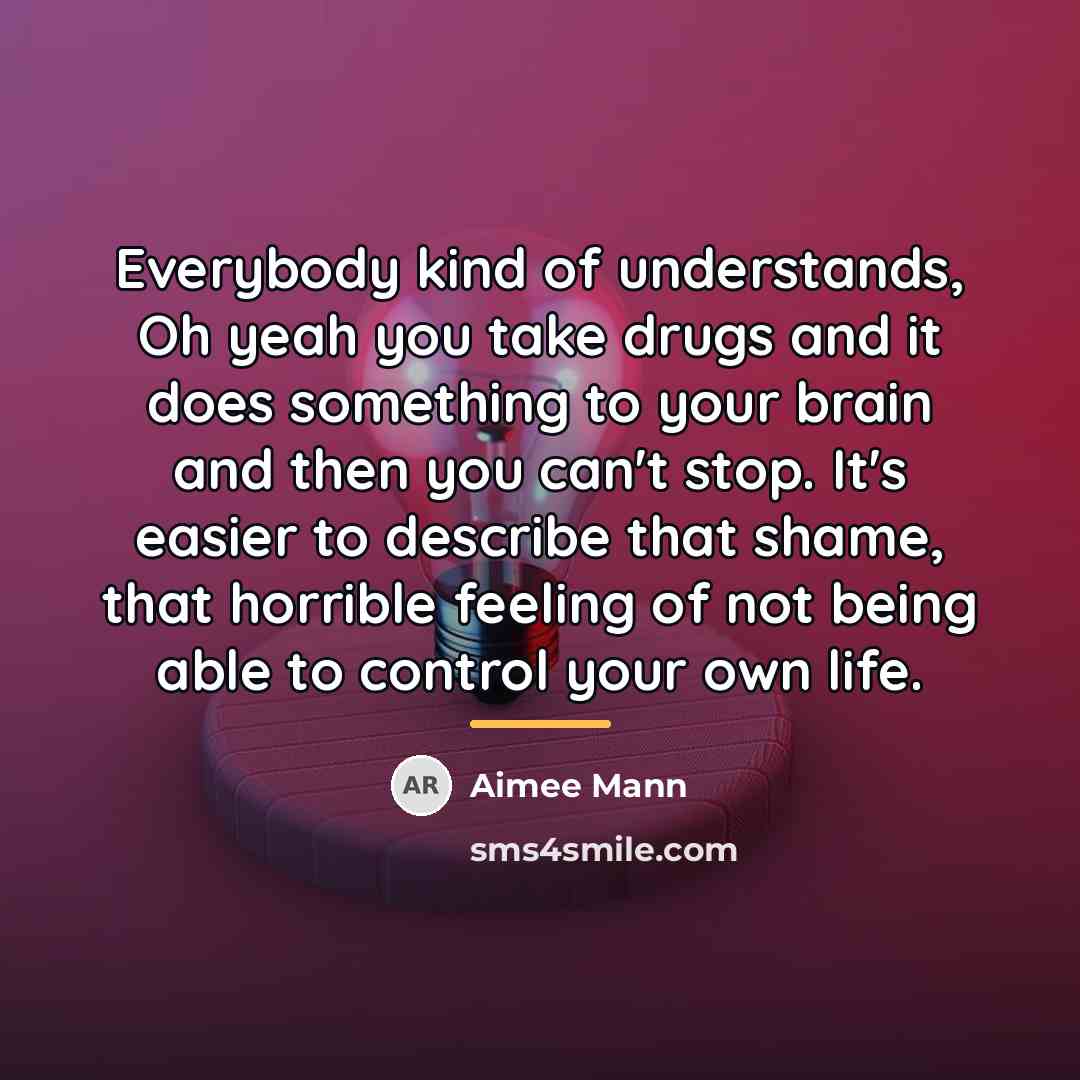 “Everybody kind of understands, Oh yeah you take drugs and…” quote by Aimee Mann