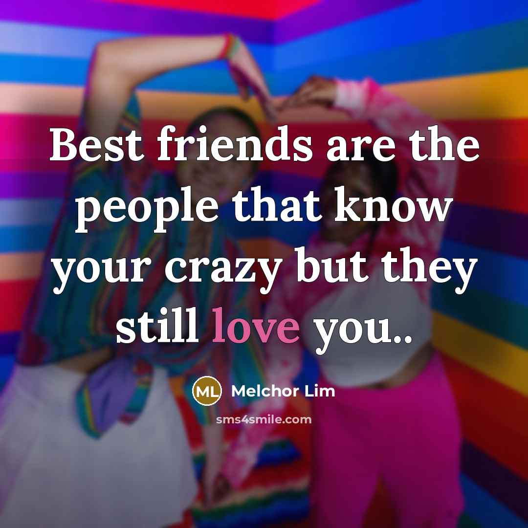 “Best friends are the people that know your crazy but…” quote by Melchor Lim