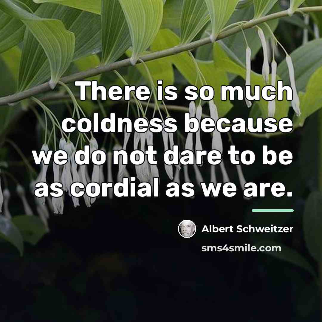 “There is so much coldness because we do not dare…” quote by Albert Schweitzer