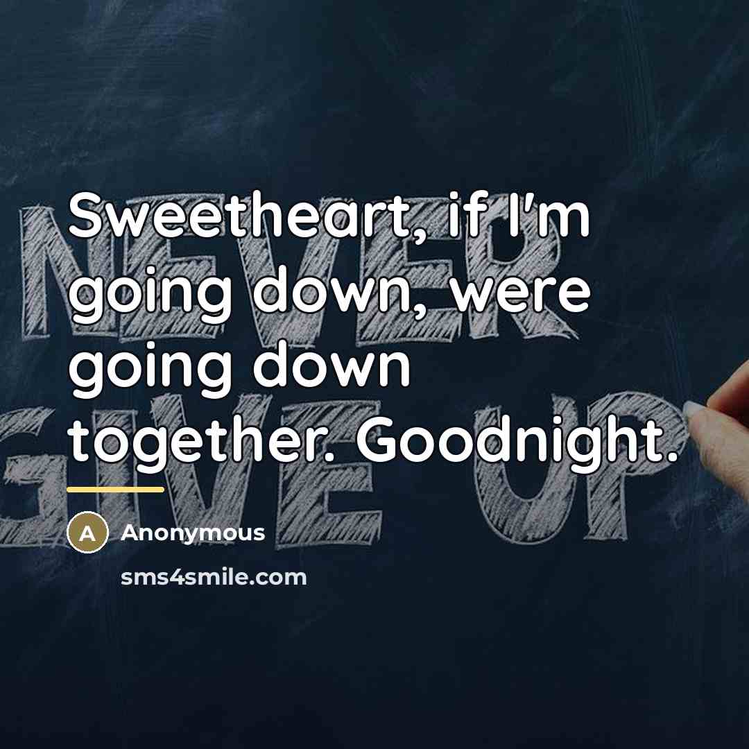 “Sweetheart, if I'm going down, were going down together. Goodnight.…” quote by Anonymous