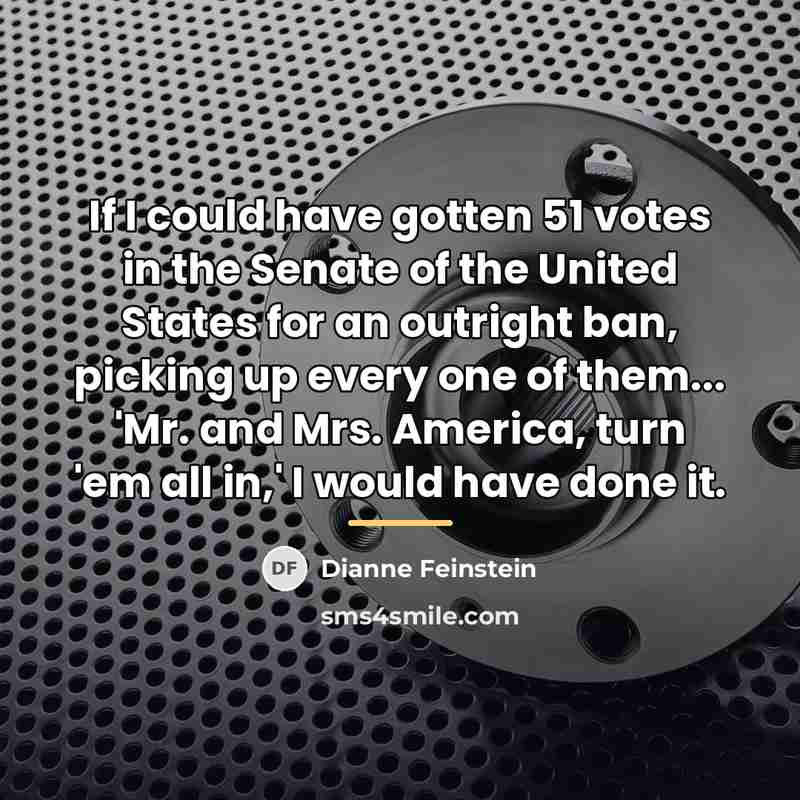“If I could have gotten 51 votes in the Senate…” quote by Dianne Feinstein