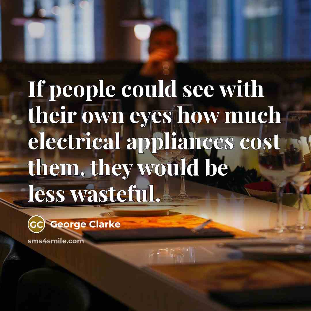 “If people could see with their own eyes how much electrical appliances cost them, they would be less wasteful.” quote by George Clarke