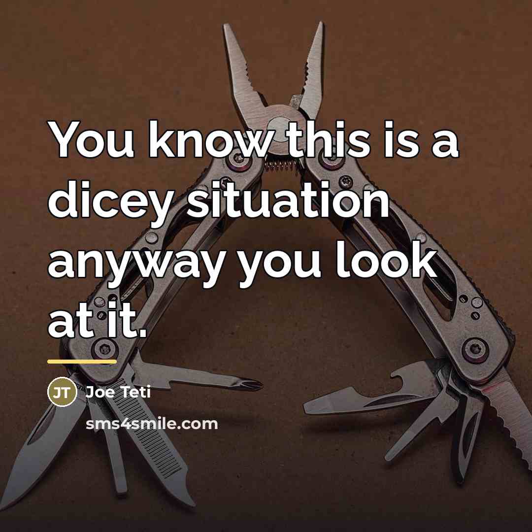 “You know this is a dicey situation anyway you look…” quote by Joe Teti