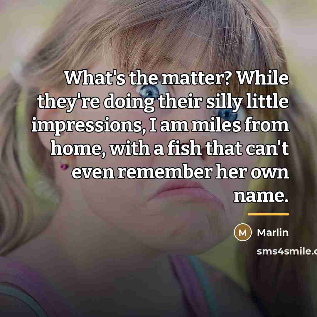 “What's the matter? While they're doing their silly little impressions,…” quote by Marlin