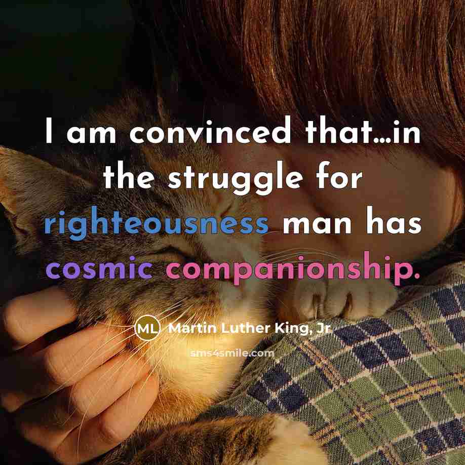 “I am convinced that...in the struggle for righteousness man has…” quote by Martin Luther King, Jr