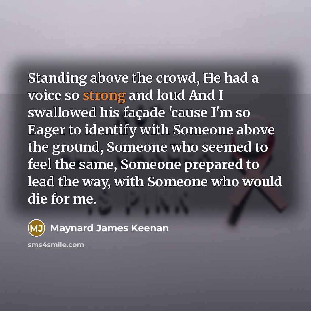 “Standing above the crowd, He had a voice so strong…” quote by Maynard James Keenan