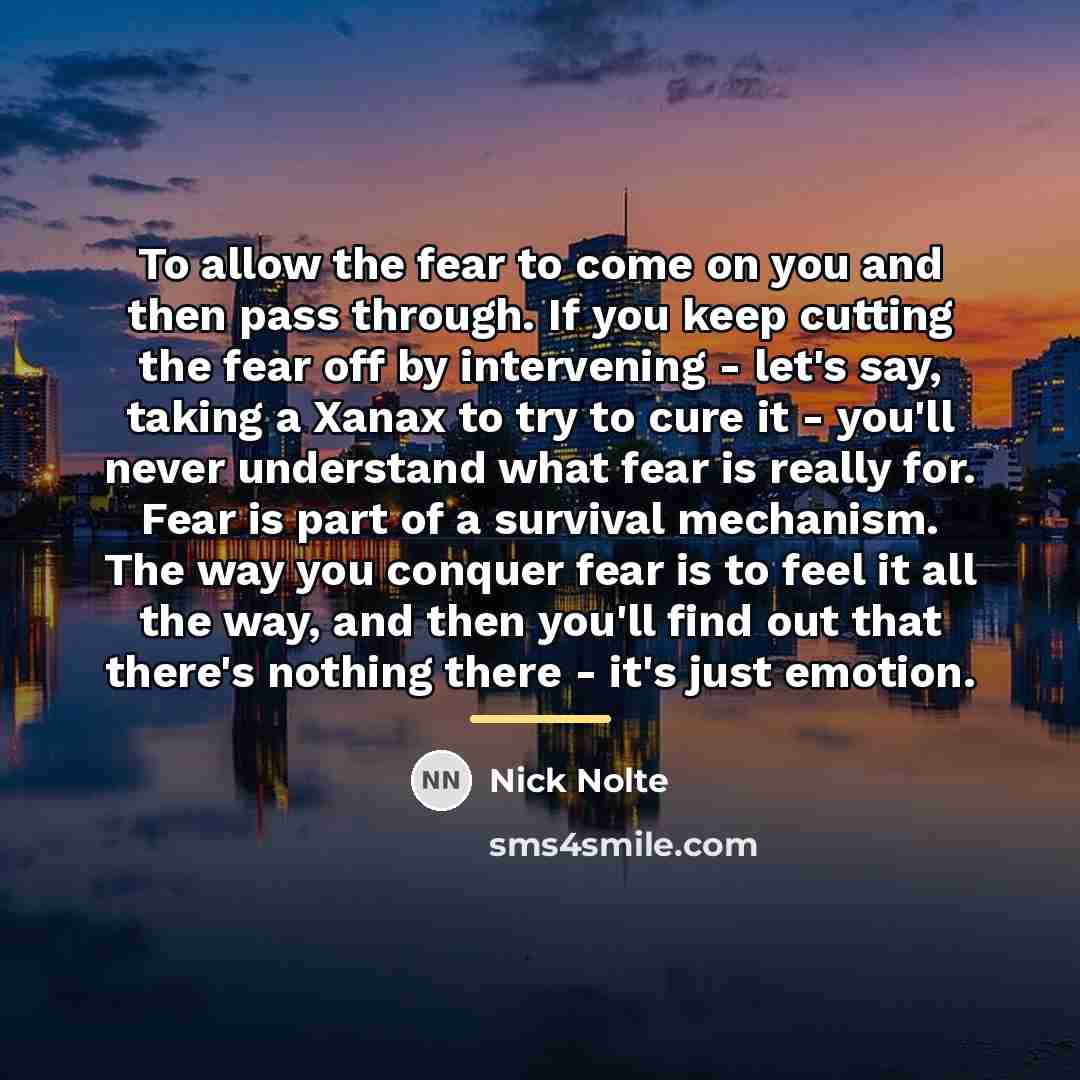 “To allow the fear to come on you and then…” quote by Nick Nolte