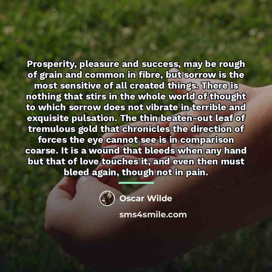 “Prosperity, pleasure and success, may be rough of grain and…” quote by Oscar Wilde