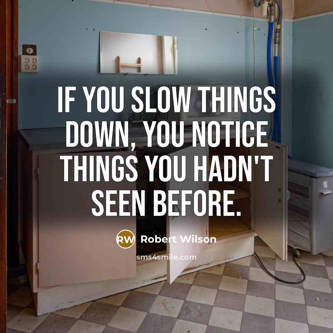 “If you slow things down, you notice things you hadn't…” quote by Robert Wilson