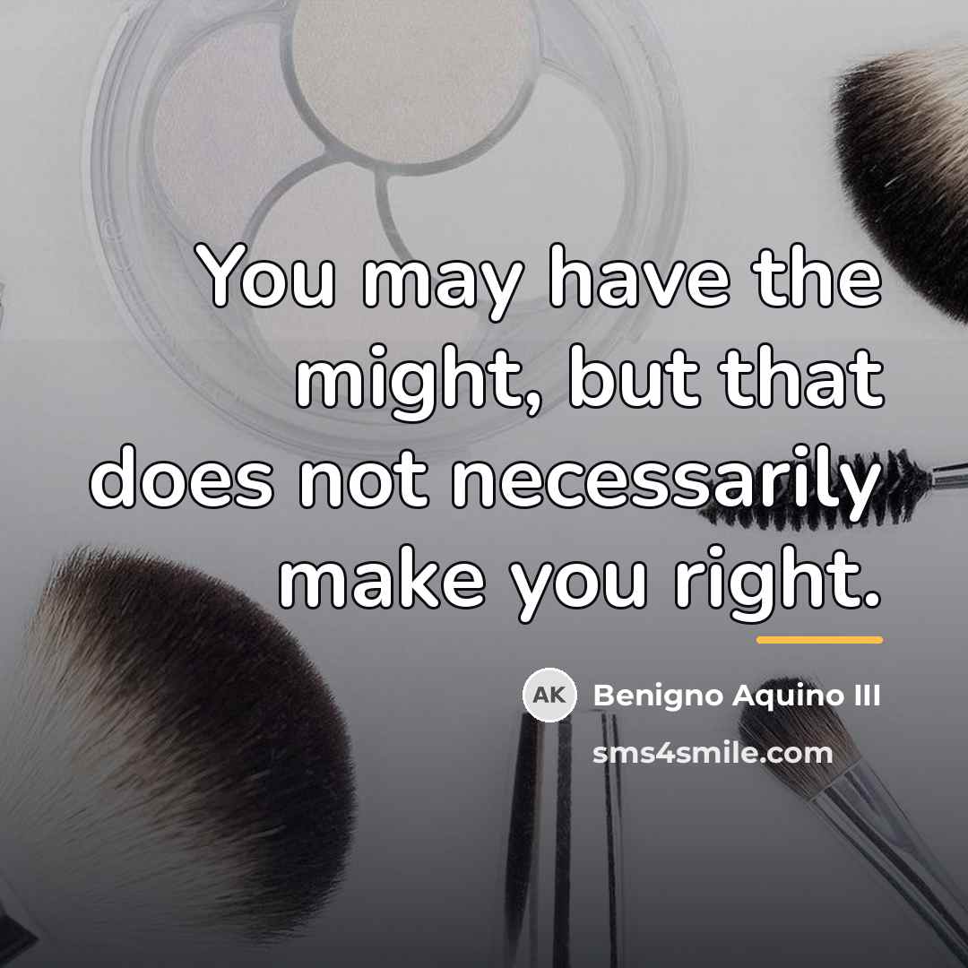 “You may have the might, but that does not necessarily…” quote by Benigno Aquino III