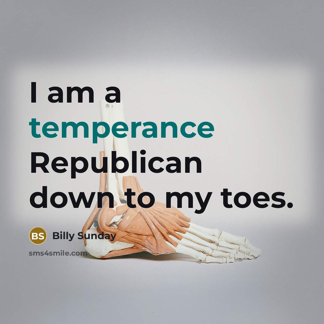“I am a temperance Republican down to my toes.…” quote by Billy Sunday