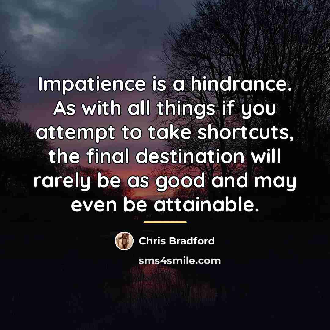 “Impatience is a hindrance. As with all things if you…” quote by Chris Bradford