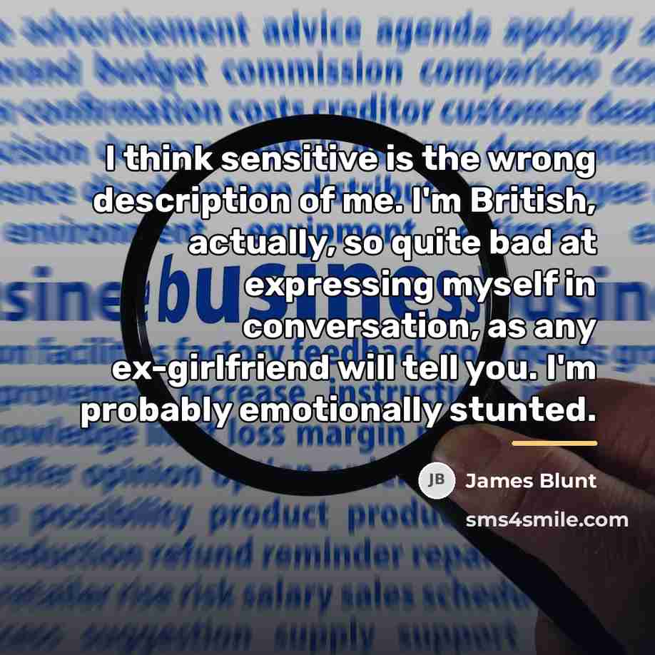 “I think sensitive is the wrong description of me. I'm…” quote by James Blunt