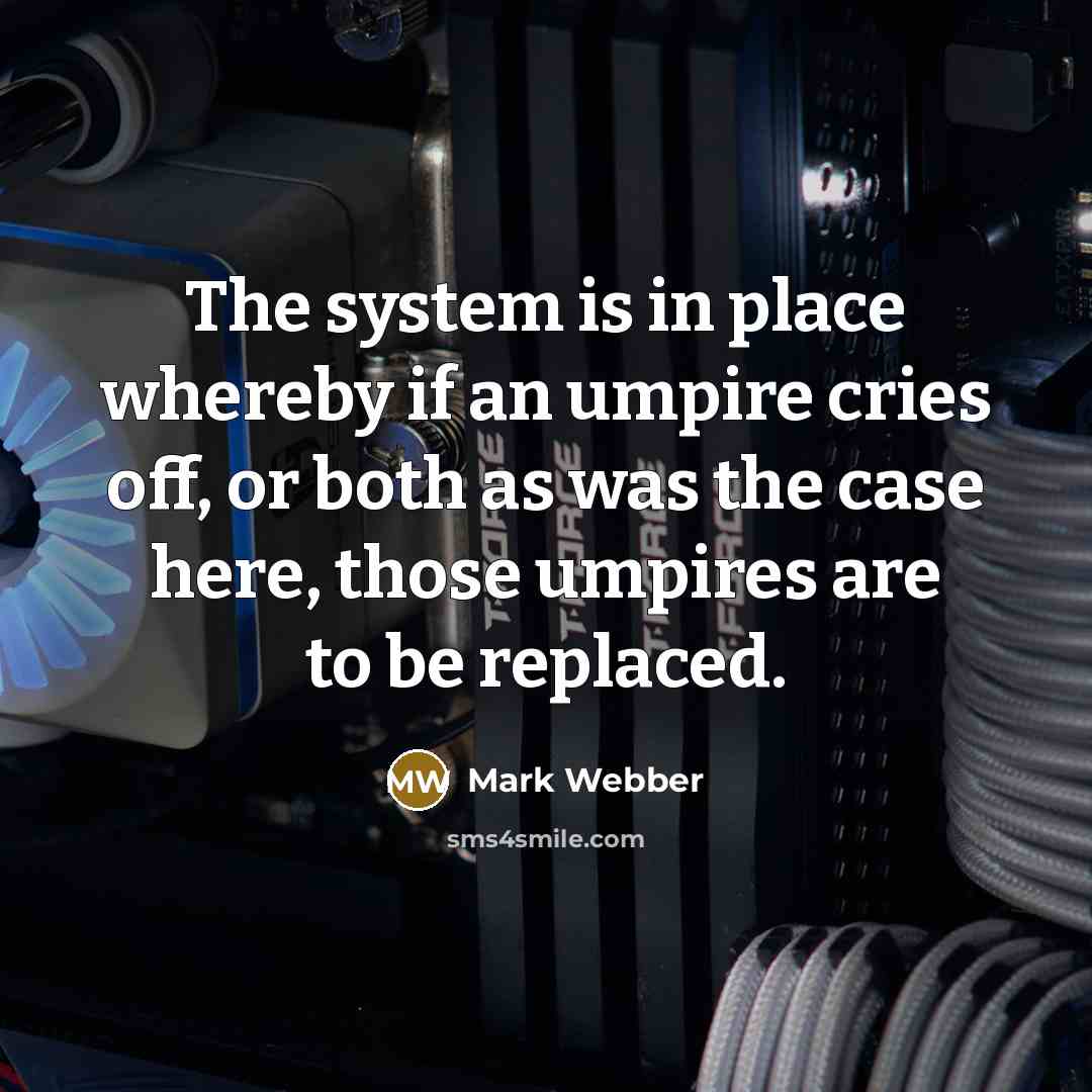 “The system is in place whereby if an umpire cries…” quote by Mark Webber