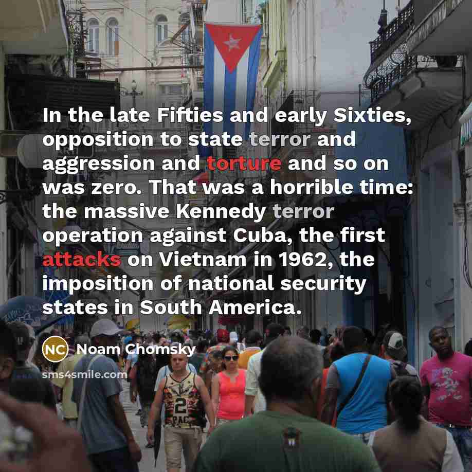 “In the late Fifties and early Sixties, opposition to state…” quote by Noam Chomsky