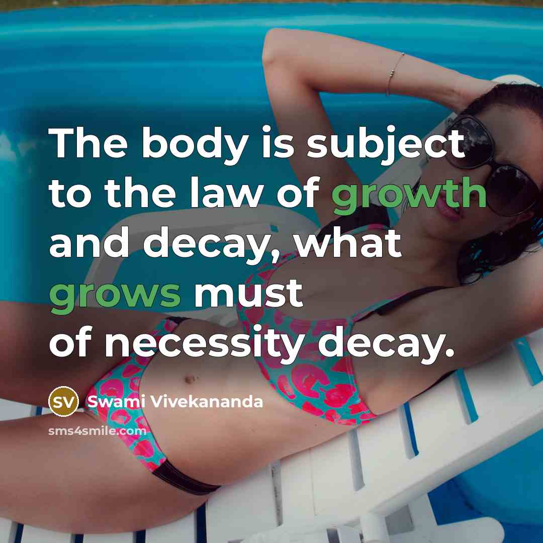 “The body is subject to the law of growth and…” quote by Swami Vivekananda