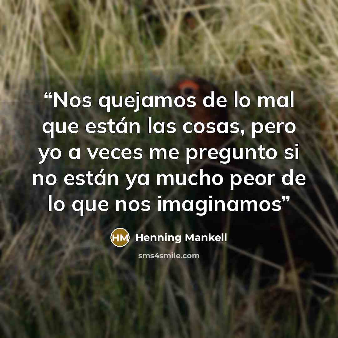“Nos quejamos de lo mal que están las cosas, pero yo a veces me pregunto si no están ya mucho peor de lo que nos imaginamos” quote by Henning Mankell