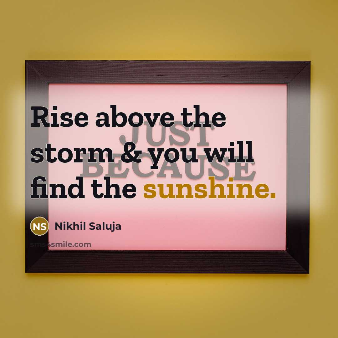 “Rise above the storm & you will find the sunshine.…” quote by Nikhil Saluja
