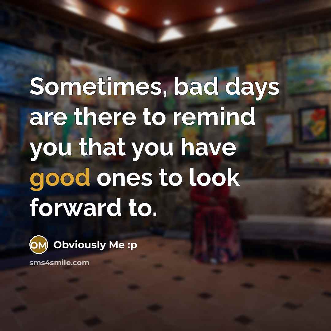 “Sometimes, bad days are there to remind you that you…” quote by Obviously Me :p