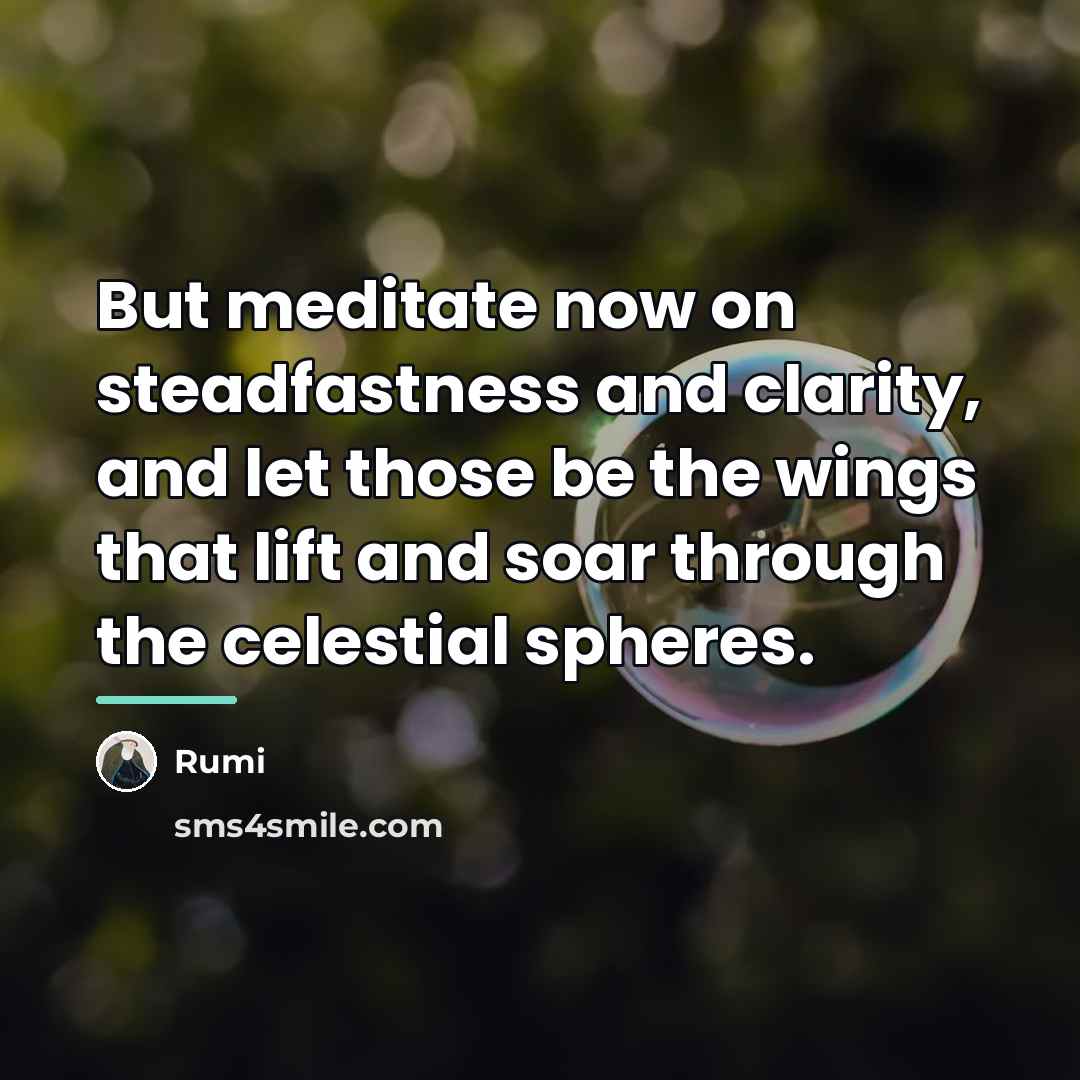 “But meditate now on steadfastness and clarity, and let those…” quote by Rumi