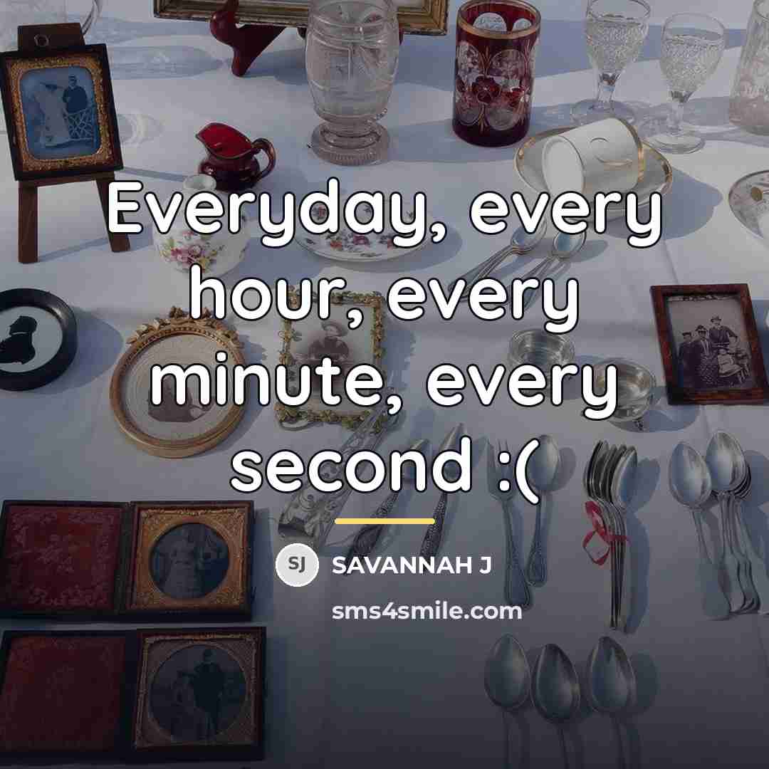 “Everyday, every hour, every minute, every second :(…” quote by Savannah J