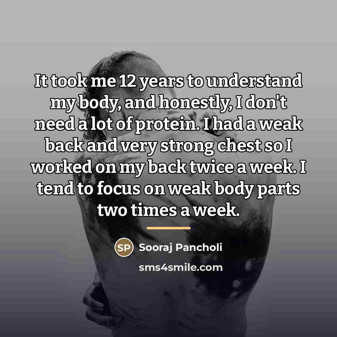 “It took me 12 years to understand my body, and…” quote by Sooraj Pancholi