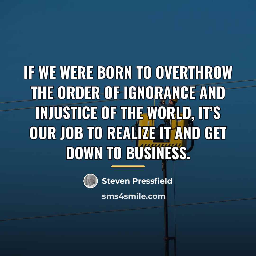 “If we were born to overthrow the order of ignorance…” quote by Steven Pressfield