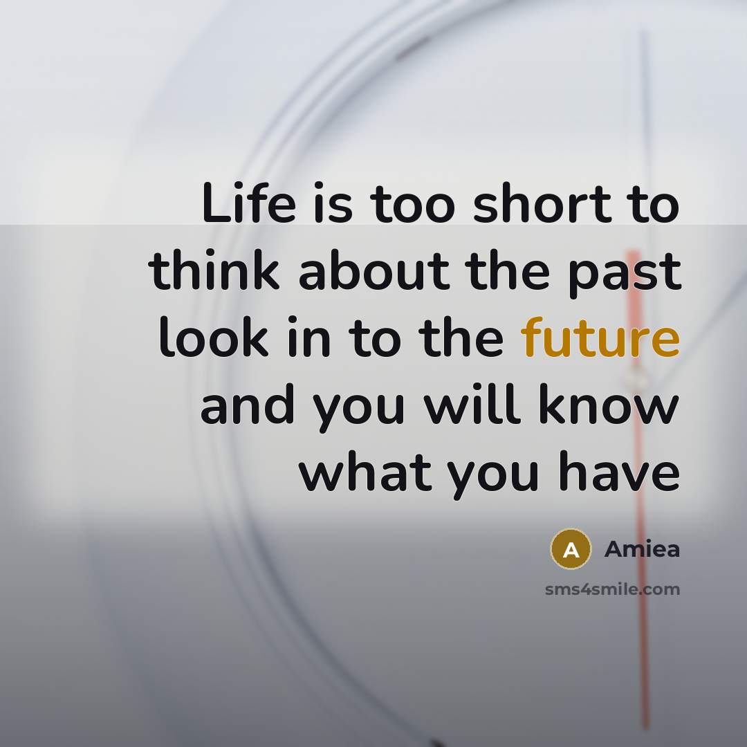 “Life is too short to think about the past look…” quote by Amiea