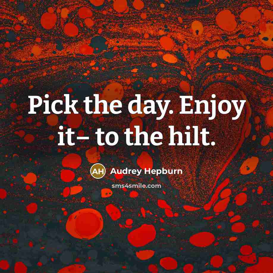 “Pick the day. Enjoy it– to the hilt.…” quote by Audrey Hepburn