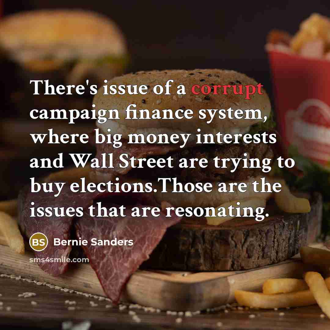“There's issue of a corrupt campaign finance system, where big…” quote by Bernie Sanders