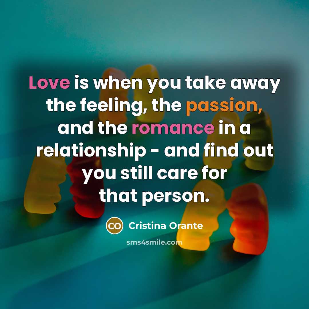 “Love is when you take away the feeling, the passion,…” quote by Cristina Orante