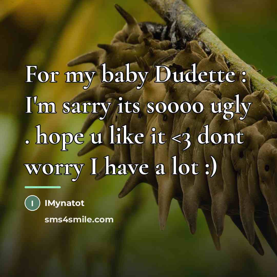 “For my baby Dudette : I'm sarry its soooo ugly…” quote by IMynatot