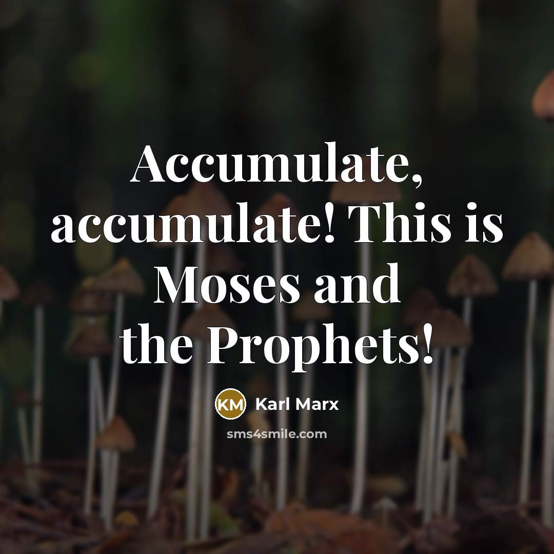 “Accumulate, accumulate! This is Moses and the Prophets!” quote by Karl Marx