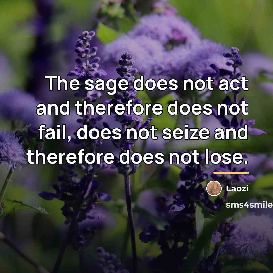 “The sage does not act and therefore does not fail,…” quote by Laozi