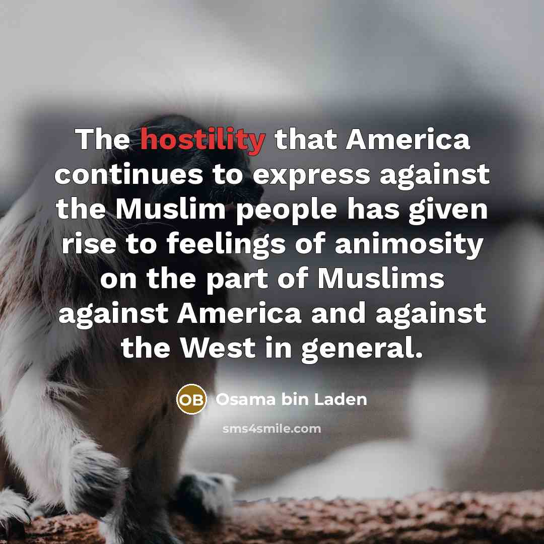 “The hostility that America continues to express against the Muslim…” quote by Osama bin Laden