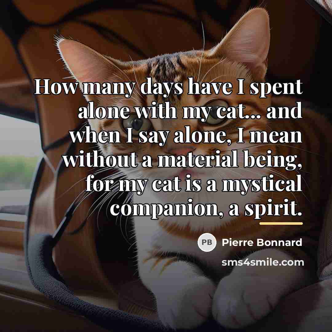 “How many days have I spent alone with my cat...…” quote by Pierre Bonnard