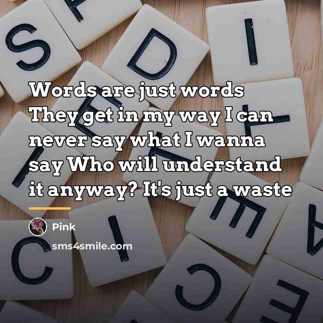 “Words are just words They get in my way I…” quote by Pink