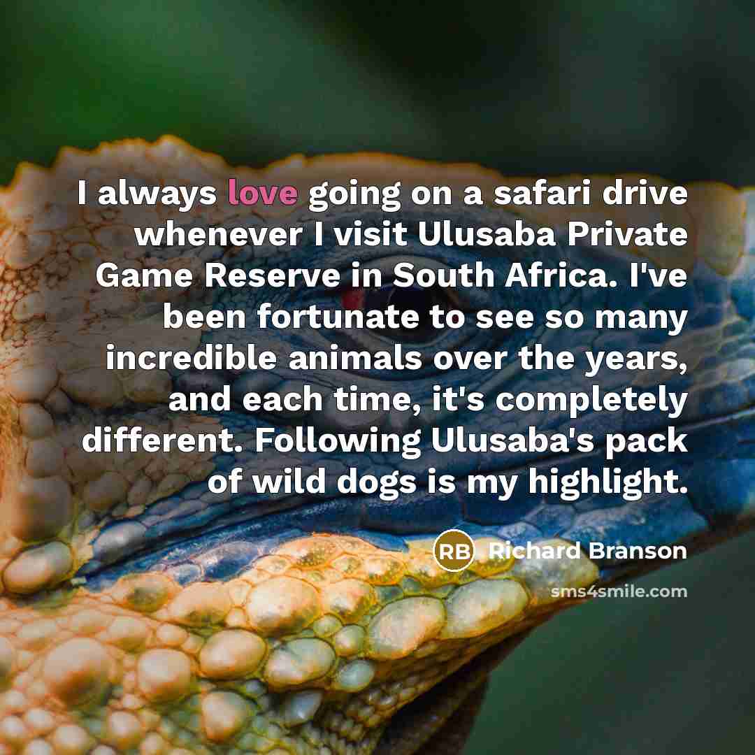 “I always love going on a safari drive whenever I…” quote by Richard Branson