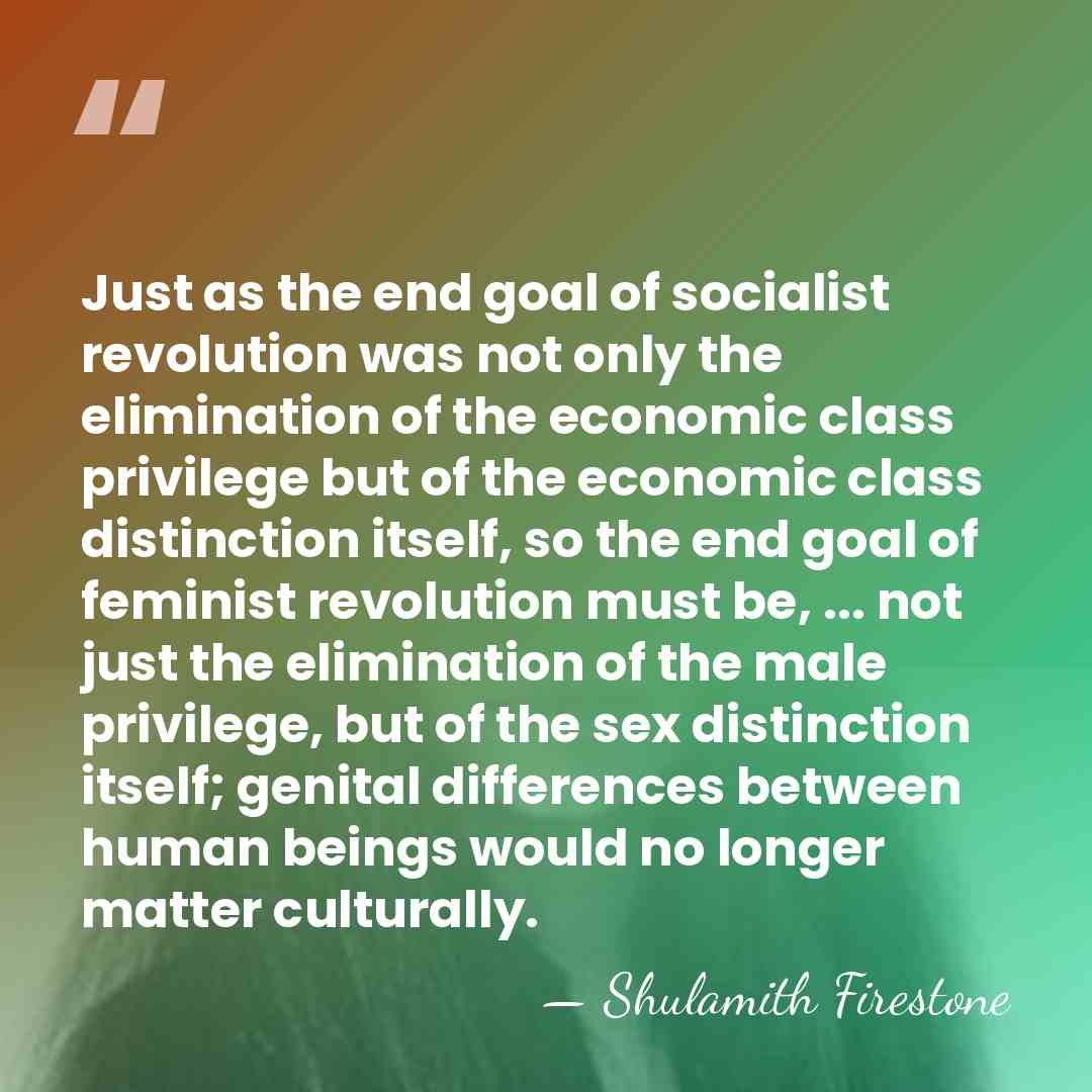 Just as the end goal of socialist revolution was not only the&hellip; - Shulamith Firestone