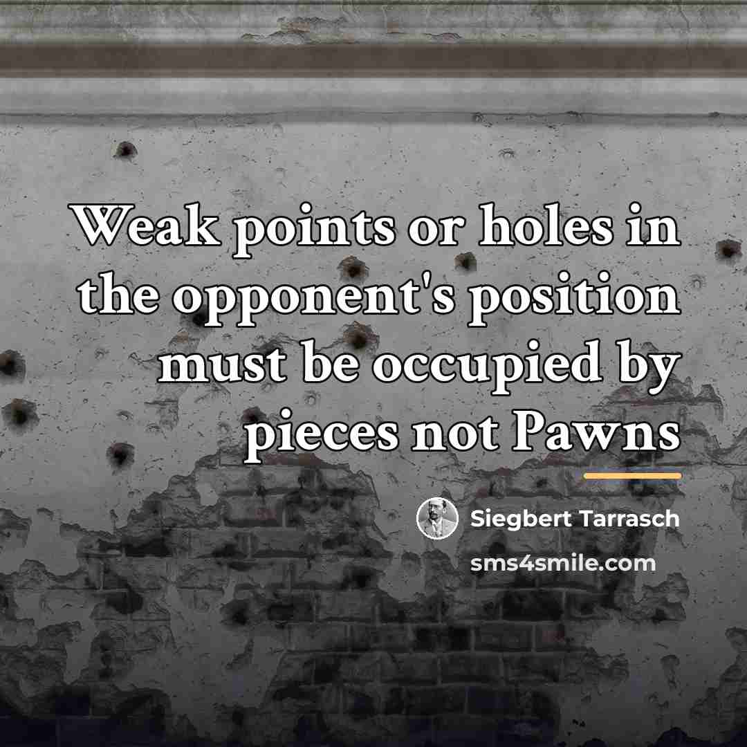 “Weak points or holes in the opponent's position must be…” quote by Siegbert Tarrasch