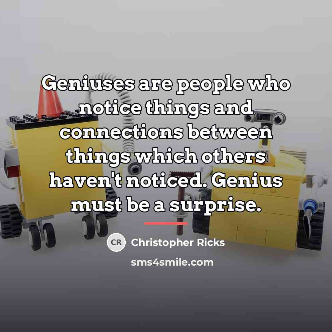 “Geniuses are people who notice things and connections between things…” quote by Christopher Ricks