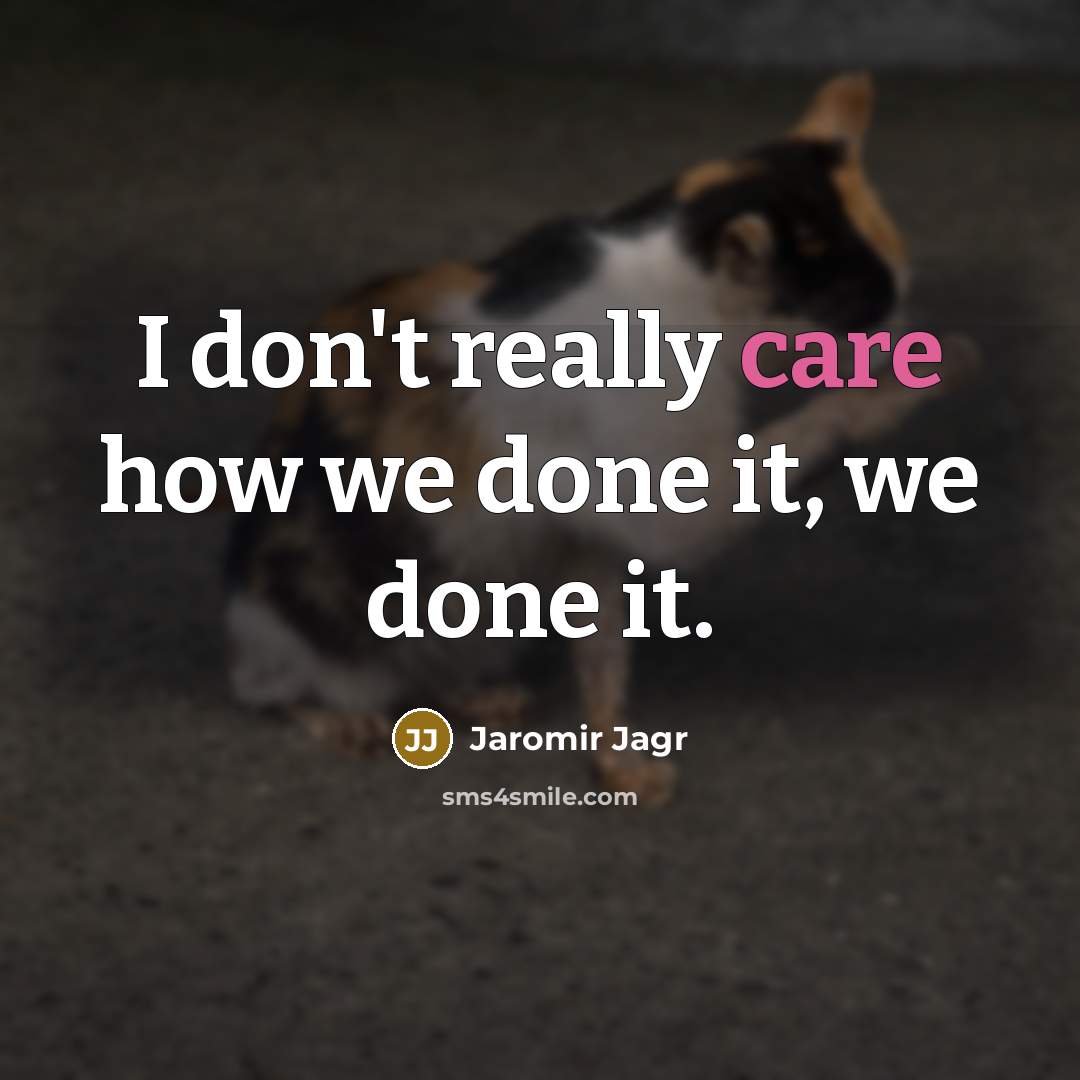 “I don't really care how we done it, we done…” quote by Jaromir Jagr