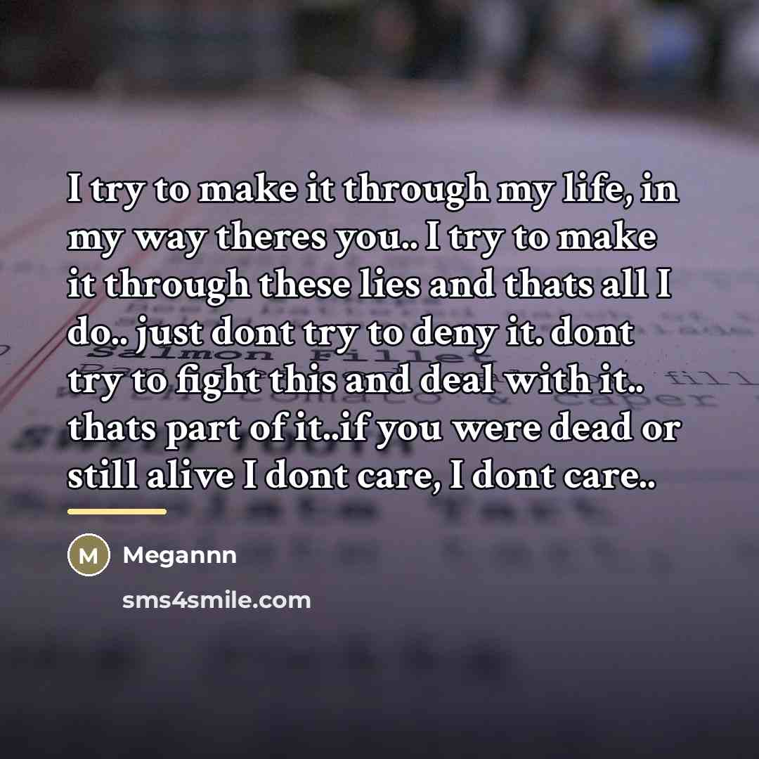 “I try to make it through my life, in my…” quote by Megannn