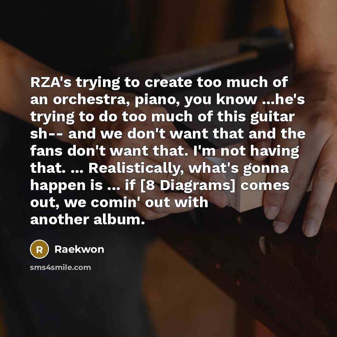 “RZA's trying to create too much of an orchestra, piano,…” quote by Raekwon