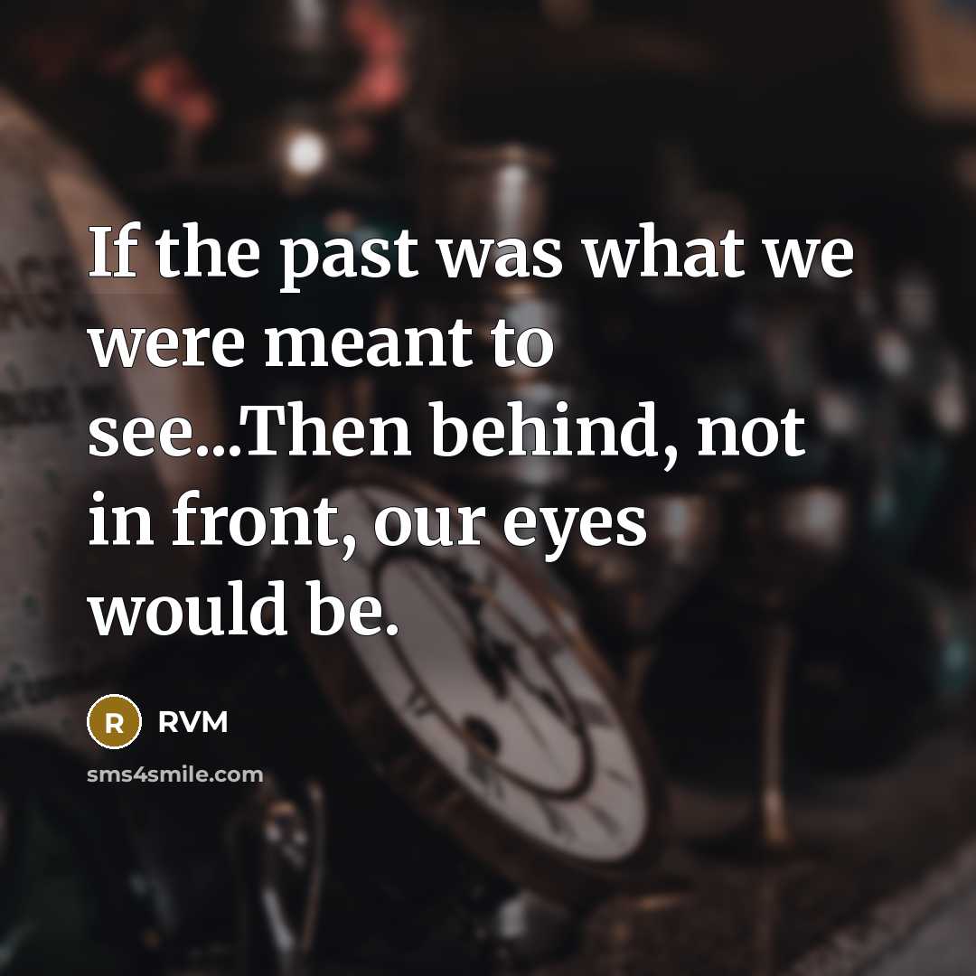 “If the past was what we were meant to see...Then behind, not in front, our eyes would be.” quote by RVM