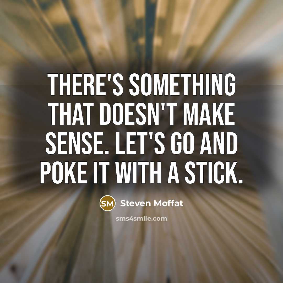 “There's something that doesn't make sense. Let's go and poke…” quote by Steven Moffat