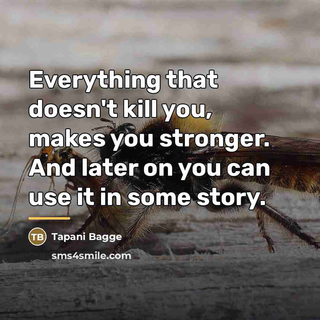 “Everything that doesn't kill you, makes you stronger. And later…” quote by Tapani Bagge