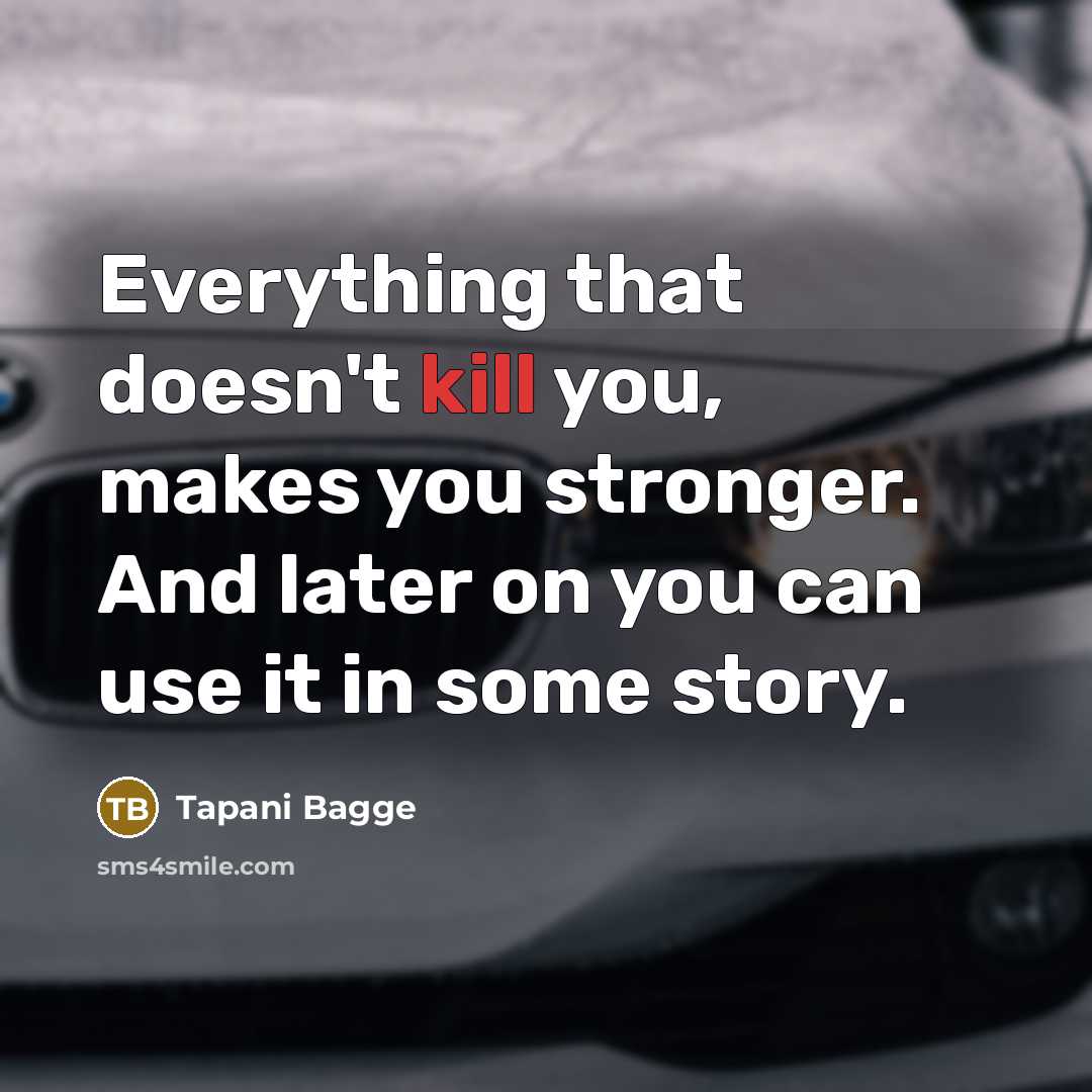 “Everything that doesn't kill you, makes you stronger. And later on you can use it in some story.” quote by Tapani Bagge