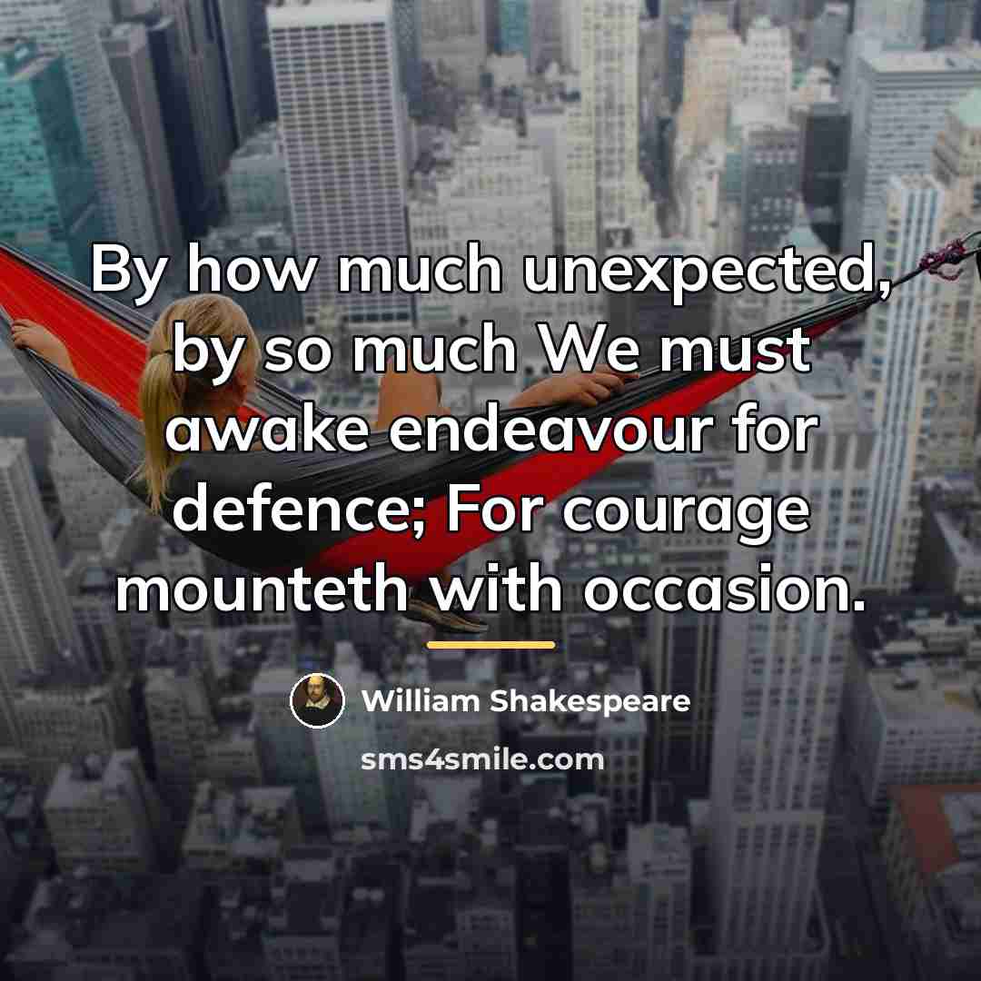 “By how much unexpected, by so much We must awake…” quote by William Shakespeare