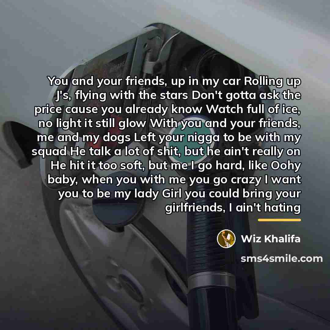 “You and your friends, up in my car Rolling up…” quote by Wiz Khalifa